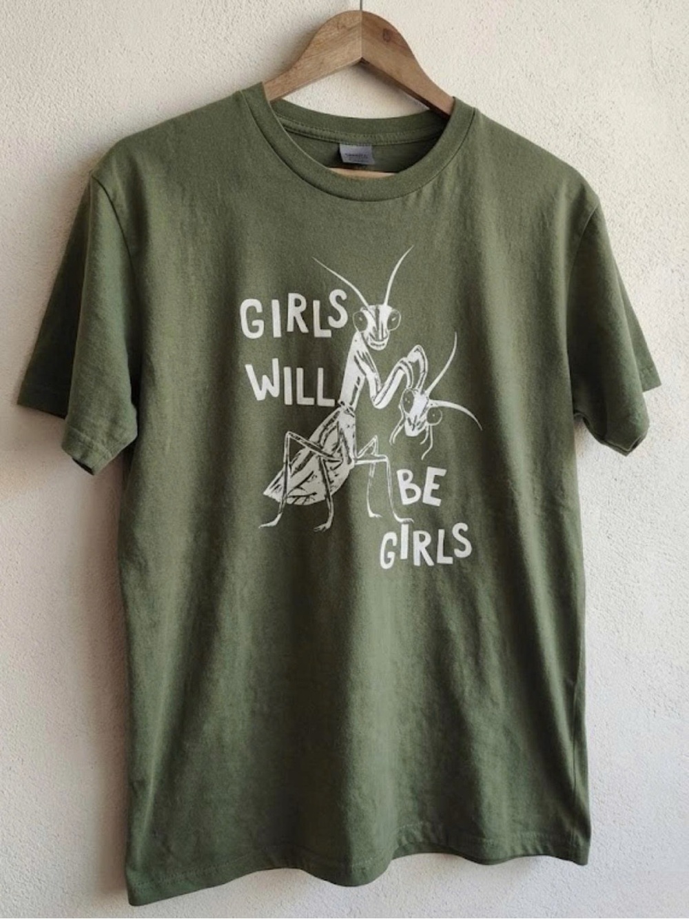Gildan Olive Green 'Girls Will Be Girls' Graphic Tee | Unisex Shirt